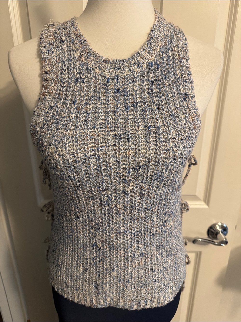 Splendid Knit Sleeveless Tank Top in Light Blue and Cream - NWOT